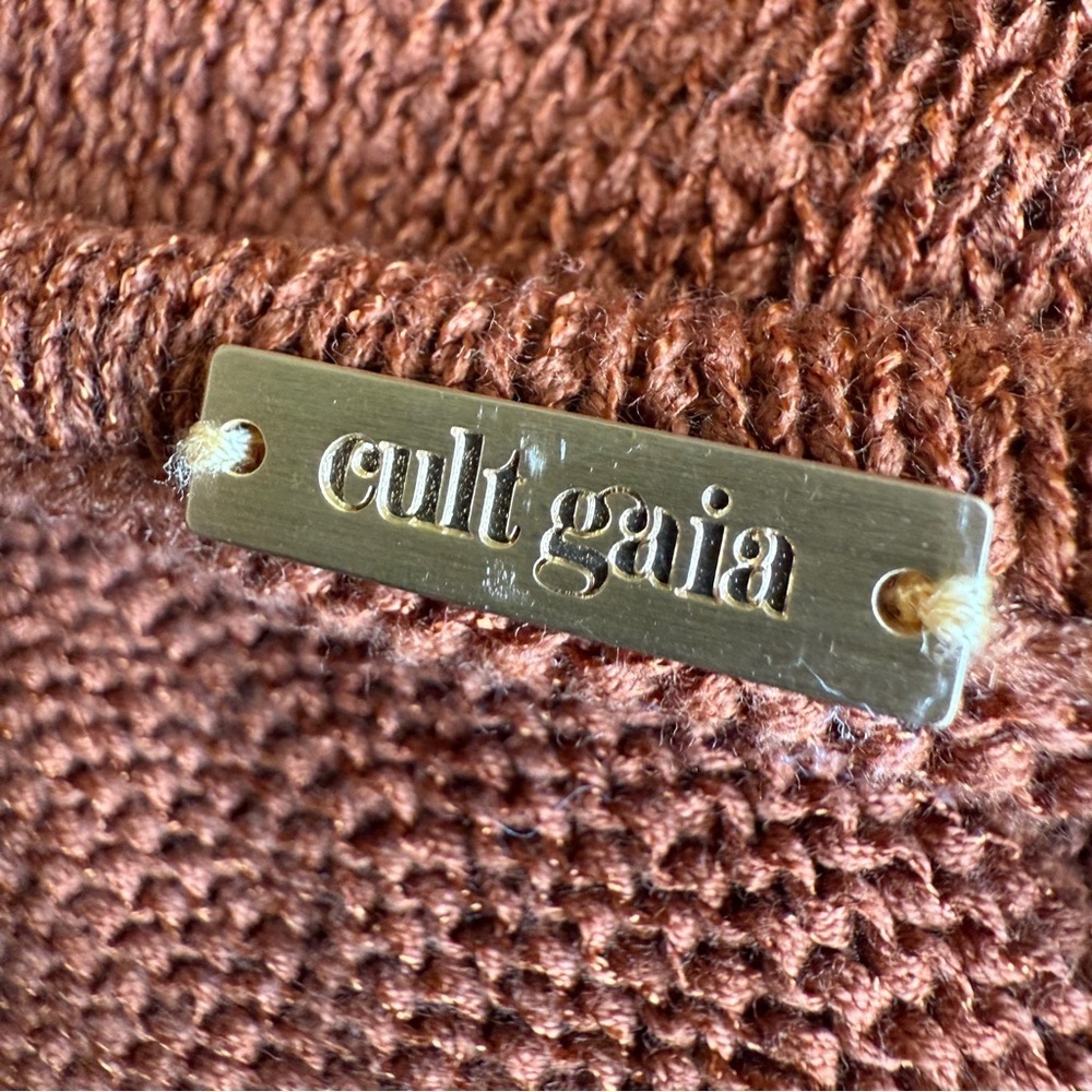 Cult Gaia Serita Brown Knit Cut outs Dress XL - Picture 10 of 16